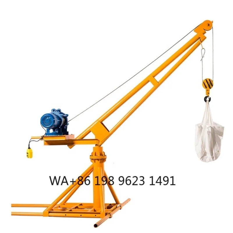 300KG 360° Rotatable Movable Small Tower Crane Outdoor Hoist for  Building Material Lifting