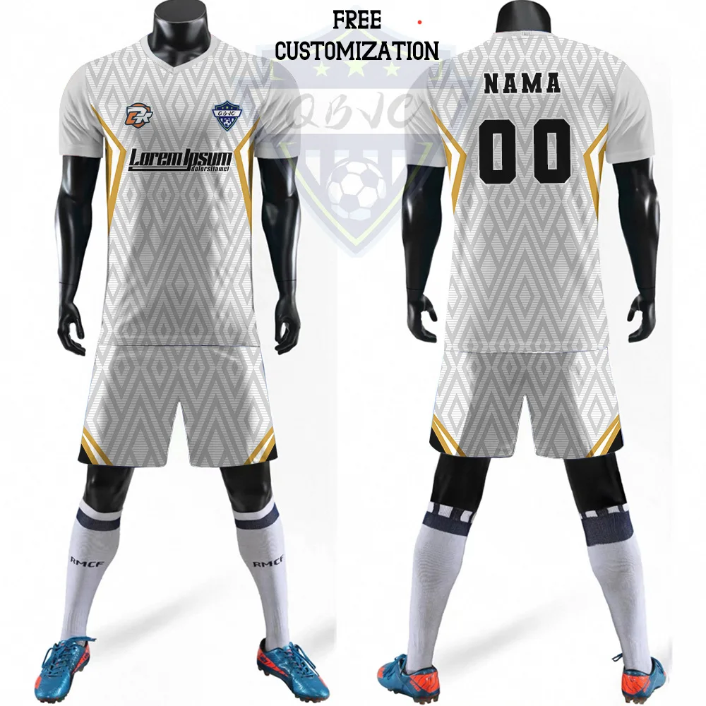 

Customizable men's and women's five-a-side football sportswear set, sports T-shirt and shorts set, diamond shaped 3D printing