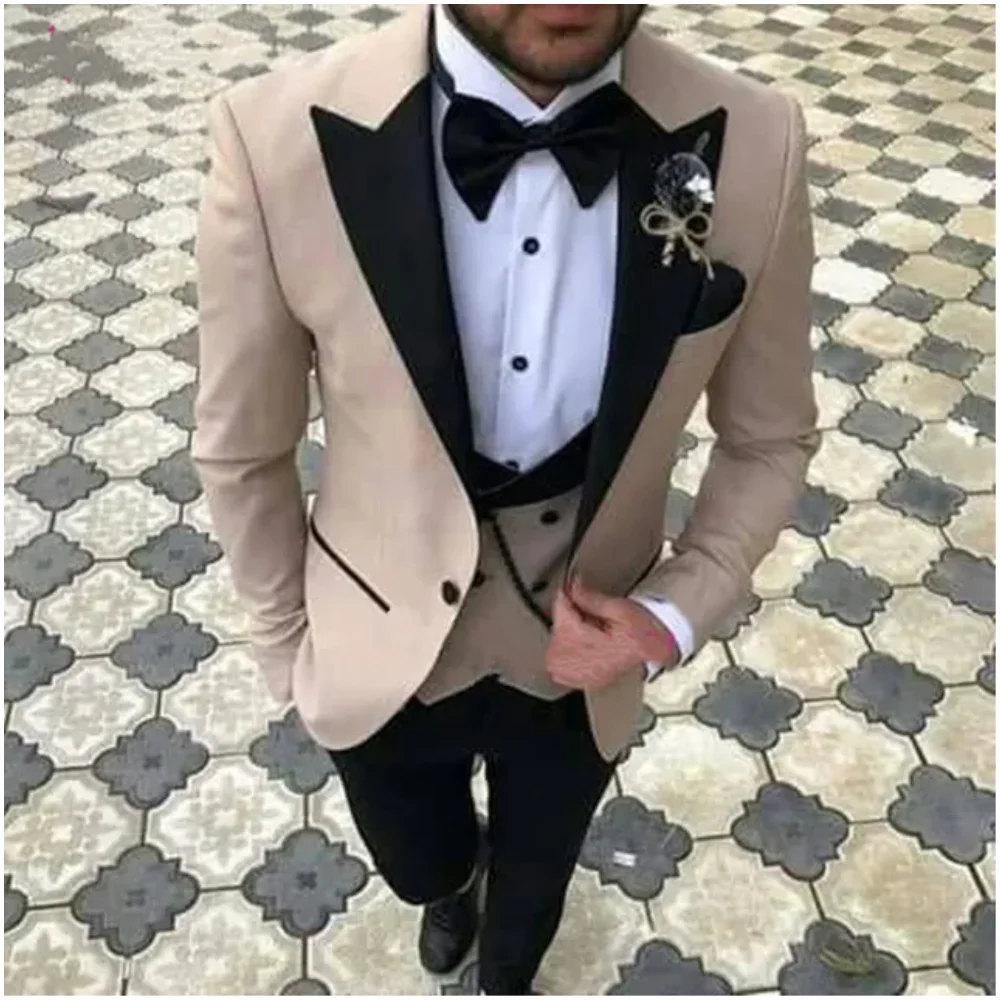 

Latest Khaki Groom Tuxedos Men Suits For Wedding Custom Made Slim Fit Bridegroom Men Suit Ternos Masculino Mens Suits