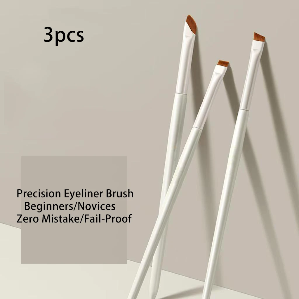 Zestaw 3 pędzli do makijażu, miękkie włókna syntetyczne z drewnianymi uchwytami, zestaw pędzli do kosmetyków do twarzy, nieodpryskujące włosie, elastyczne