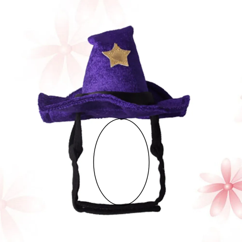 Pet Witch Hat Halloween Purple Flocking Lightweight Cosplay Masquerade Party Performance Show Headwear Witch Hat