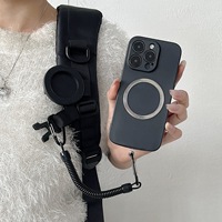 For Magsafe Magnetic Belt Clip Holder Mobile Phone Holder Backpack Clip Metal Hook Spring Rope Free Hands Stand For Cell Phone