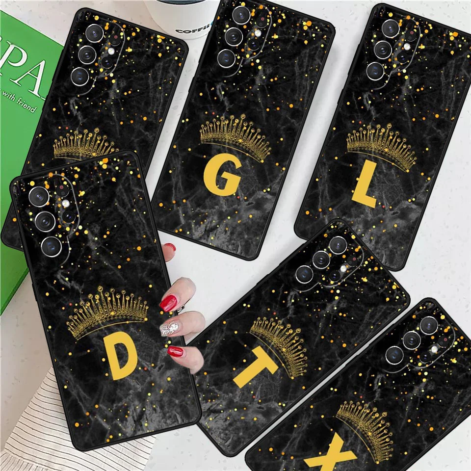 

Crown Letter For Samsung Galaxy S24 Ultra S21 S22 S8 S9 S10E Note 10 20 Plus FE S23 Phone case Cover Coque