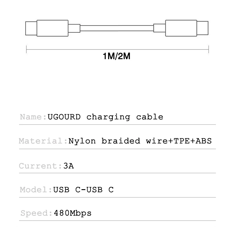 UGOURD PD 60W 20V3A TYPE C to C Fast Charging Cable for iPhone 15 Pro Max USB C To USB C USB2 480Mbps For Samsung Huawei xiaomi