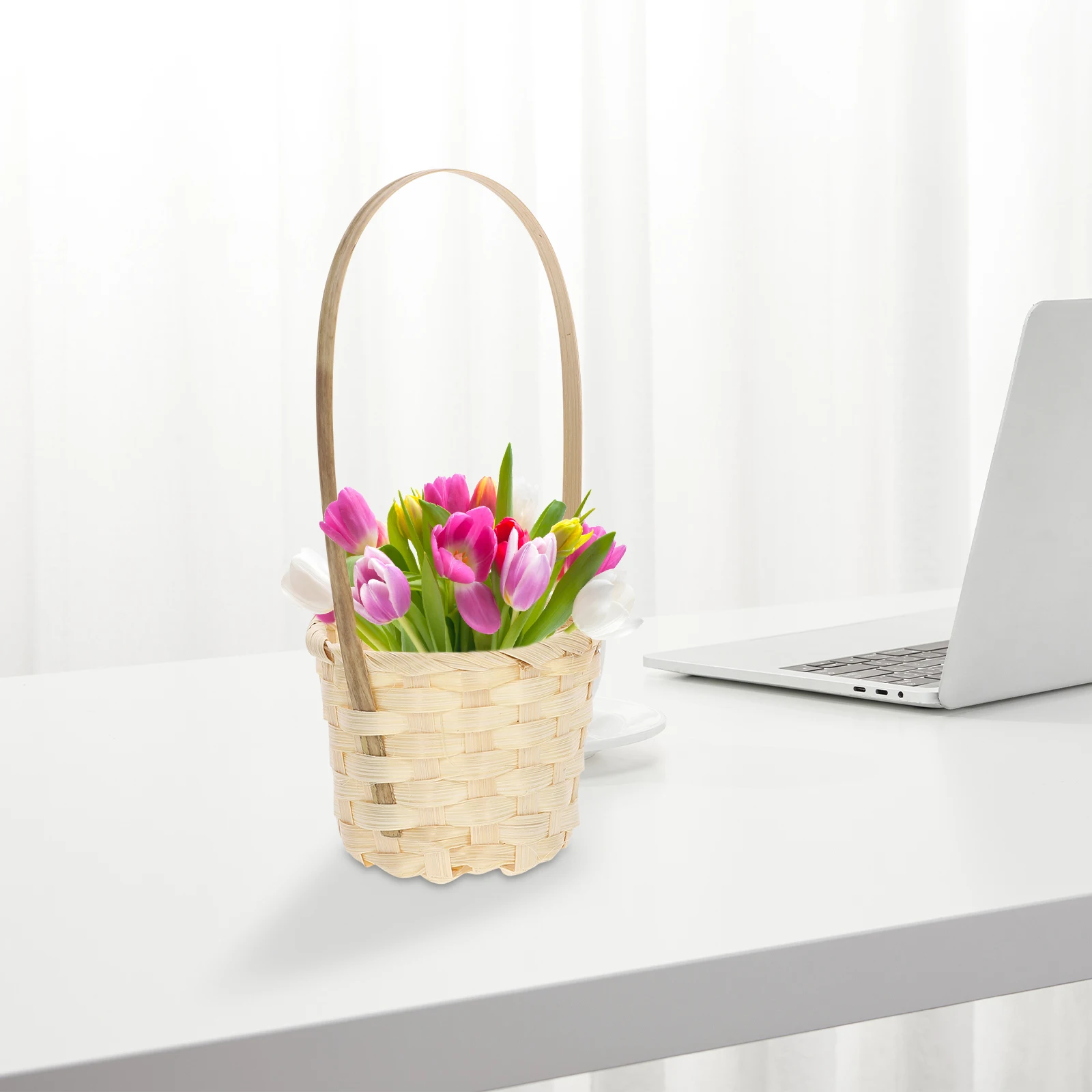 8Pcs Woven Storage Baskets Handheld Picnic Basket Flower ganizer Gift Container Kids Toy Crafted Decorative Utility