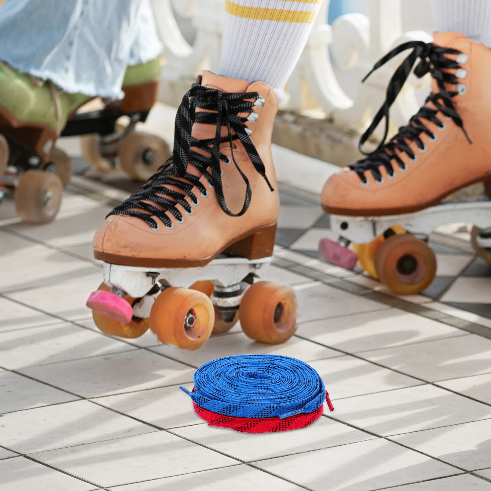 

2Pairs Ice Hockey Shoe Laces Flat Wide Shoelaces for Skates Roller Figure Skate Sport Shoes Sneakers Colored Athletic Laces