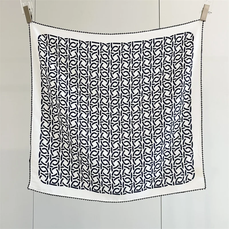 

100% mulberry silk texture vintage style silk double crepe scarf for women's spring and summer fashion versatile retro scarf