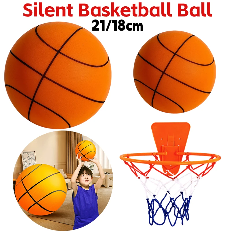 Kids Indoor Silent Basketball Ball 21/18cm High-Resilience Foam Silent Basketball Lightweight Small Basketball Basket Sports Toy