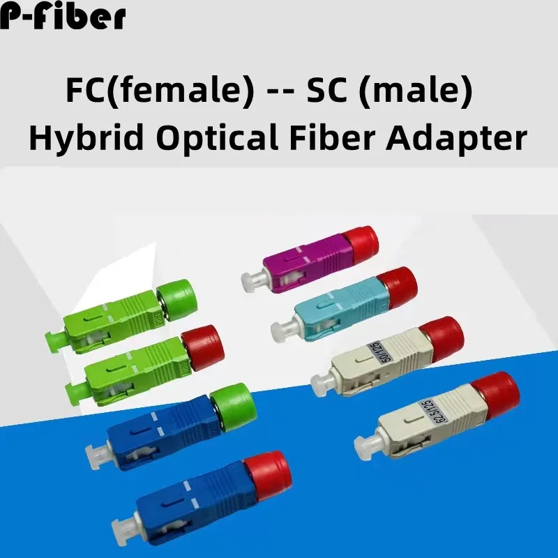 Adaptador de FC-SC hembra macho 2 piezas, Conector de fibra óptica FC a SC, acoplador SM MM ftth, convertidor de interfaz de fuente de luz personalizado