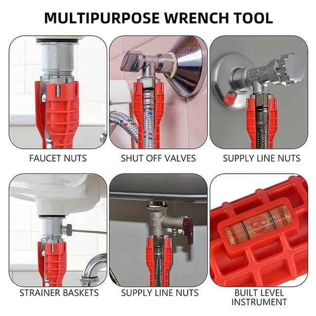 5-in-1 Multi-Functional Sink Wrench: Heavy-Duty Plastic Construction, Fits Most Faucets, Perfect for Bathroom & Plumbing Repairs 5