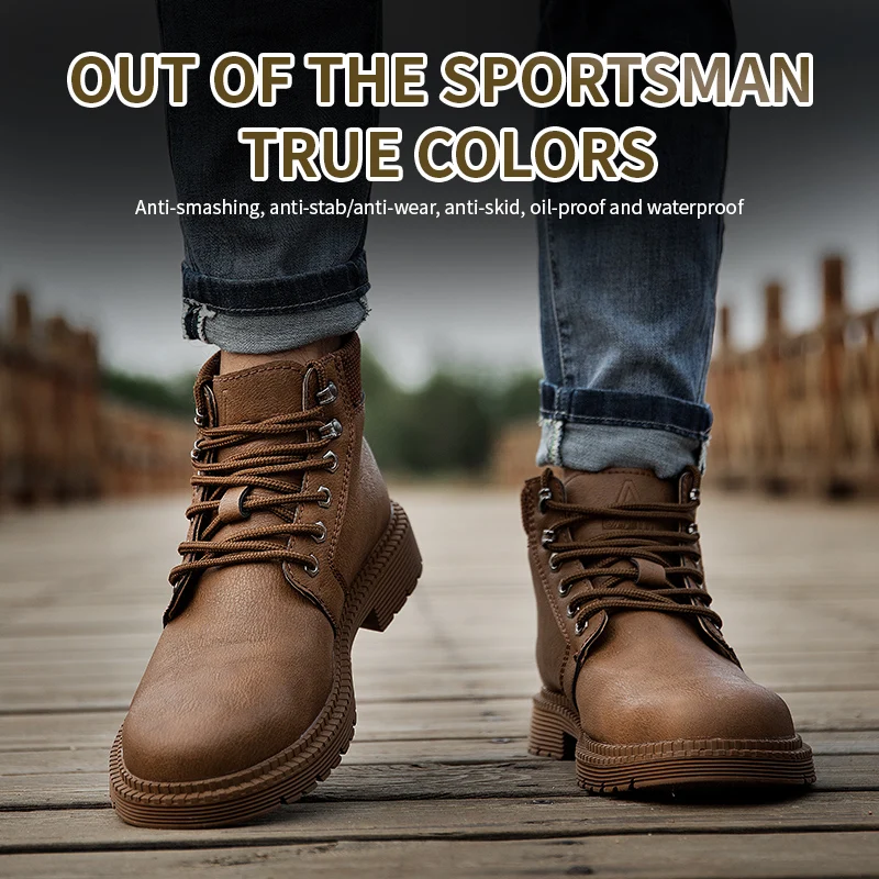 Bottes imperméables chaussures de sécurité pour hommes avec bout en acier Anti-crevaison Anti-écrasement hommes baskets de travail en plein air chaussures de travail de Construction