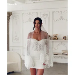 Amanda Customized White Short Skirt Off the Shoulder Wedding Dresses Lace Vestidos De Fiesta Backless Strapless Party Dress 2024