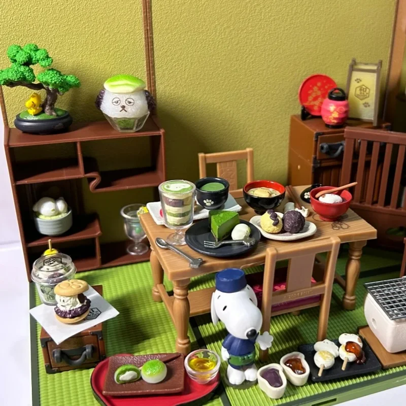 本物のリーメント スヌーピー ティー 日本のコーヒーティーショップ シリーズ ブラインドボックス ミニチュアシーン デスクトップデコレーション かわいいおもちゃ 誕生日プレゼント