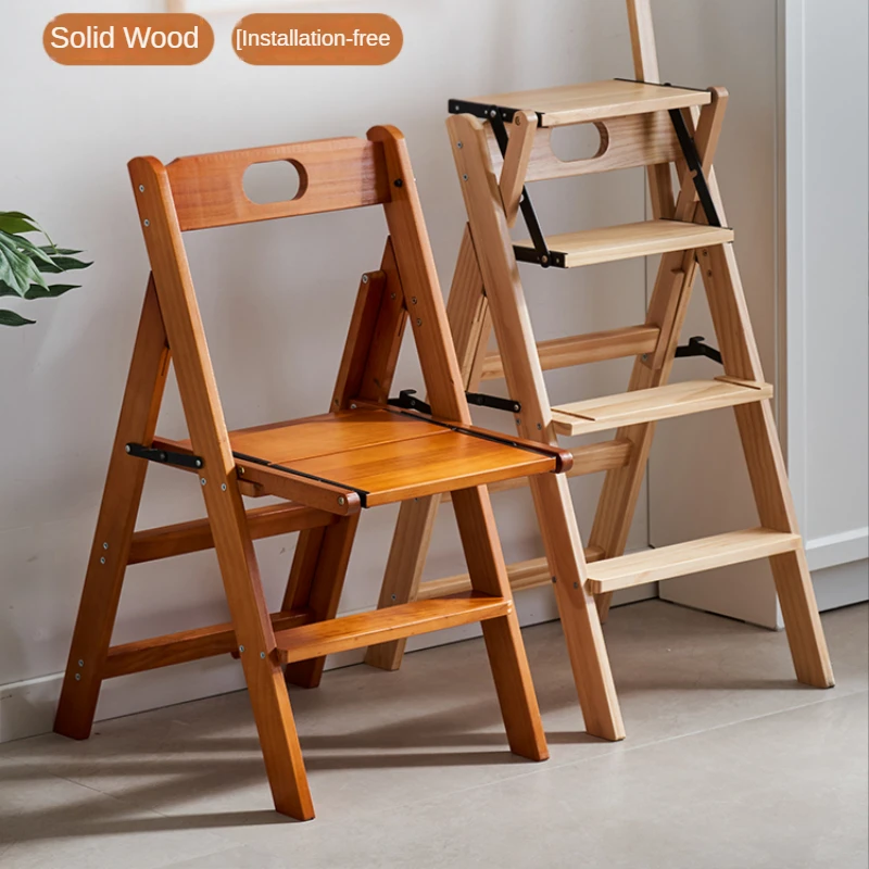 Step Stool, Household Folding, Dual-purpose, Multi-function, Four-step Stairs, Step Ladder, Deformed Ladder Chair Furniture