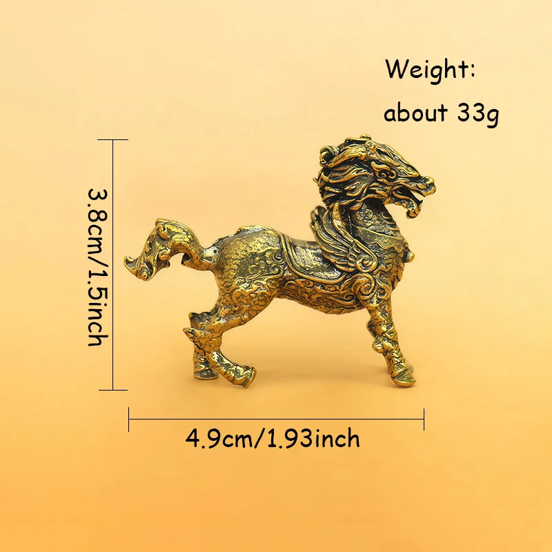 Running War Horse Sculpture Ornaments Retro Brass Zodiac Animal Feng Shui Small Statue Office Desk Home Decorations Figurines