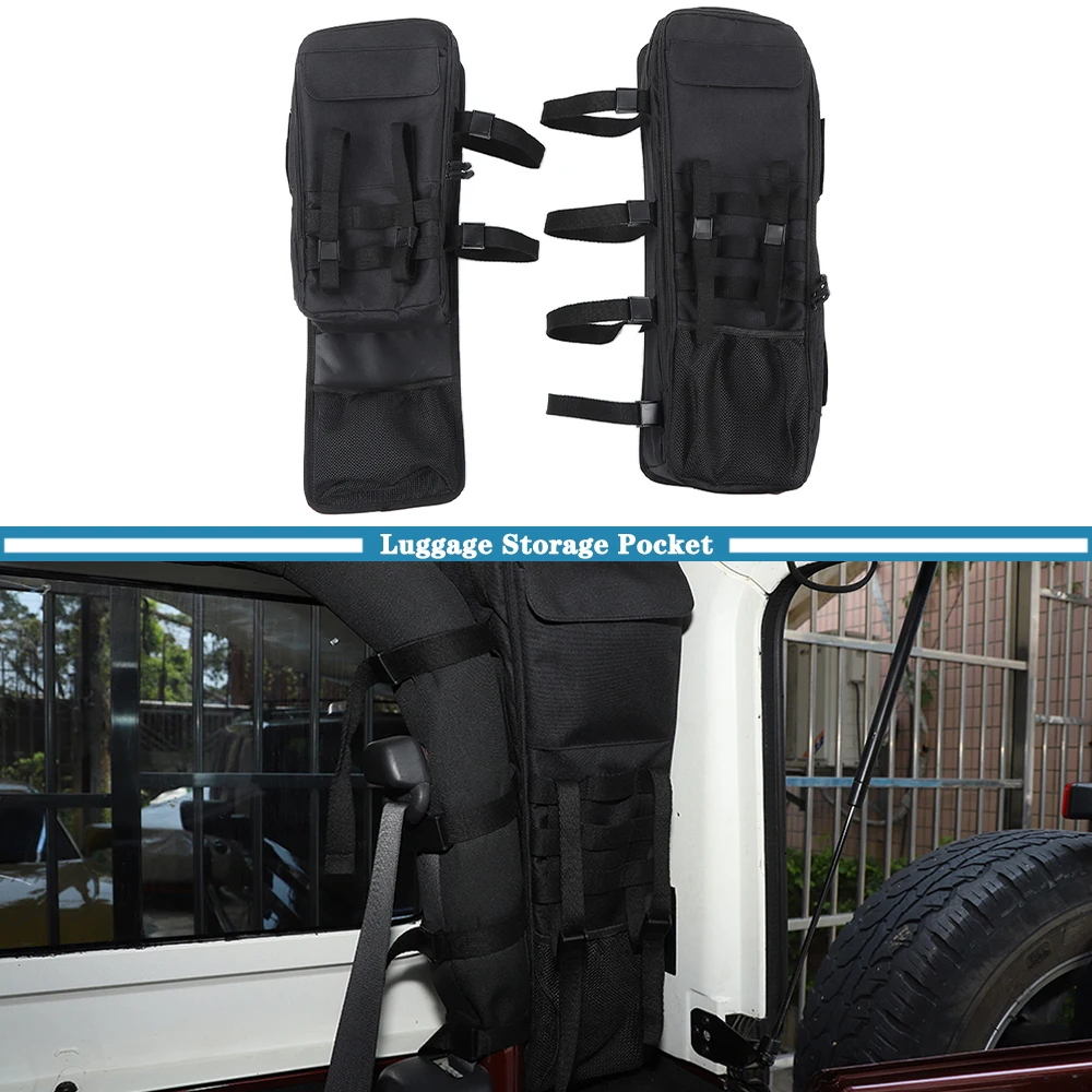 Car Rear Trunk Roll Bar Cargo Storage Bag Luggage Pocket Organizer for Jeep Wrangler JK JKU 2007-2017 2-Doors Interior Accessory