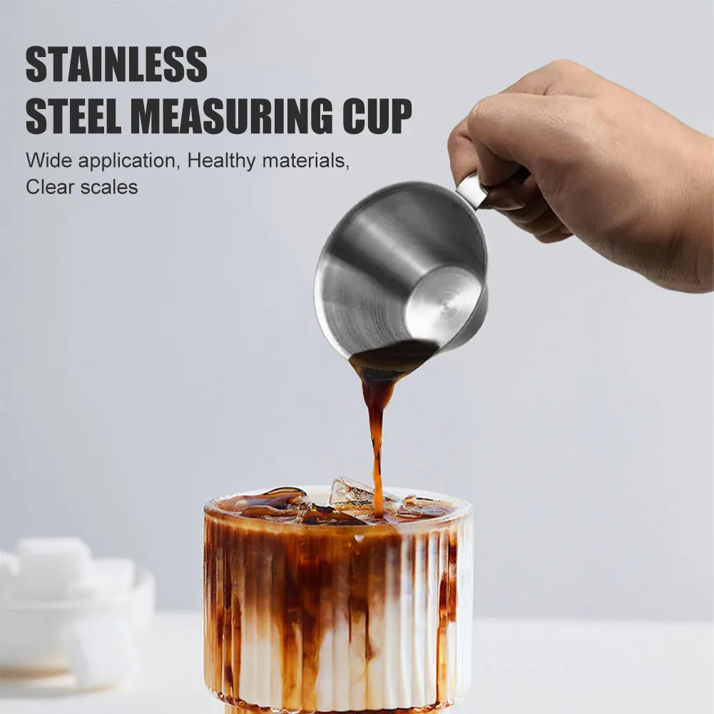 100ml Espresso Measuring Cup Stainless Steel Handle Espresso Measuring Tools With Scale Small Coffee Milk Pitcher For Home