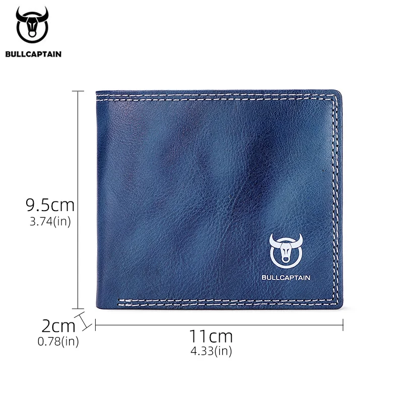 BULLCAPTAN Genuine Leather Men's Wallet RFID Function Fashion Men's Card Clip Wallet Latest Gift Box Men's Business Wallet QB032