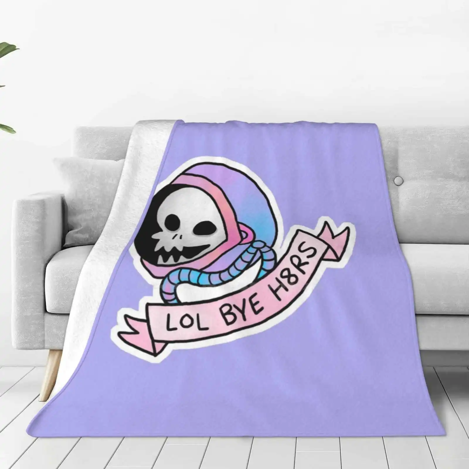 Bye H8Rs Soft Warm Light Thin Blanket Space Skeleton Spoopy Halloween Tumblr Pastel