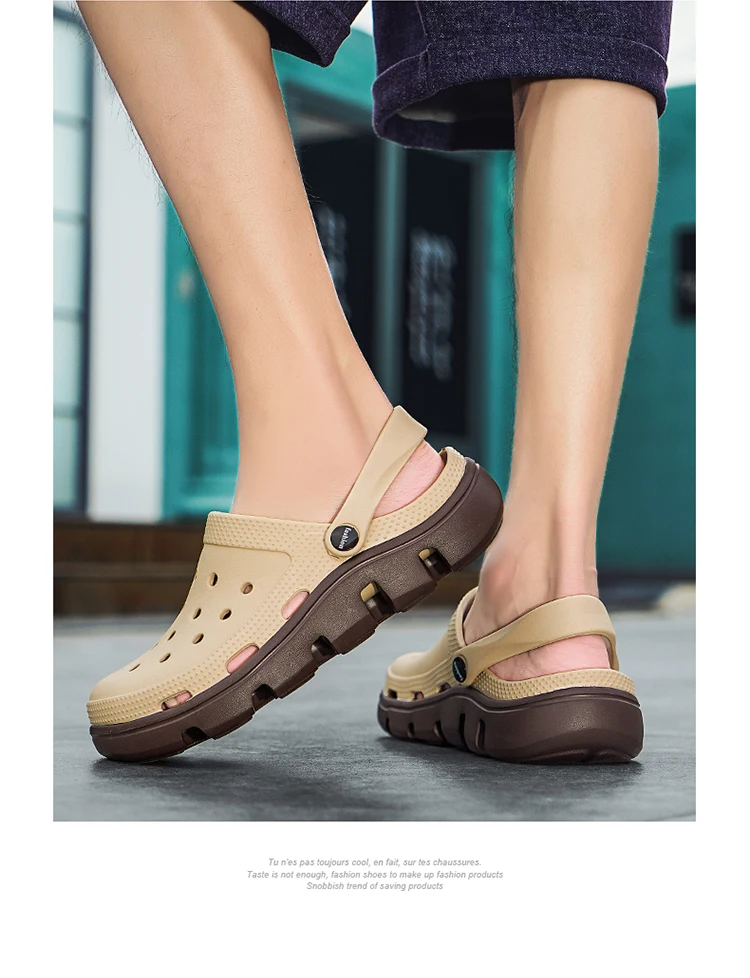 Men EVA Clogs Breathable Hole Sandals Lightweight Non‑Slip Soft Sole Summer Casual Slippers For Outdoor Street Beach Garden Shoe