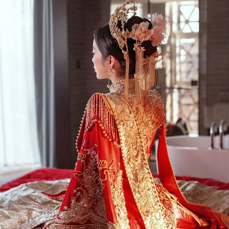 Hanfu Braut atmos phä rischen Luxus ming Hochzeits kleid chinesisches Hochzeits kleid Xiuhe Kleid