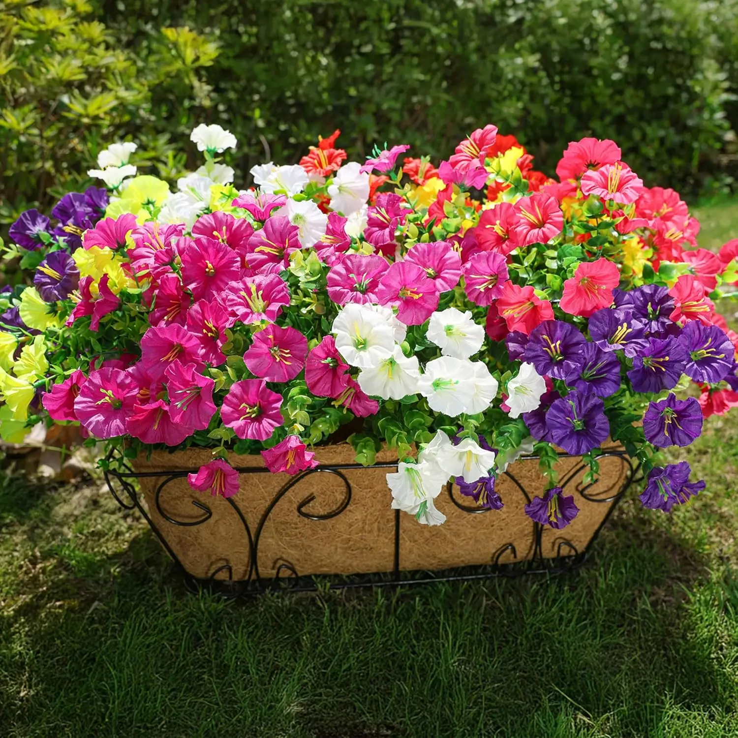 5/10 Stück violette künstliche Blumen, 35 cm, künstliche Blumen für Zuhause, Raumdekoration, Garten, Hochzeitsdekoration, Blumenkorb für den Außenbereich – Detail 2