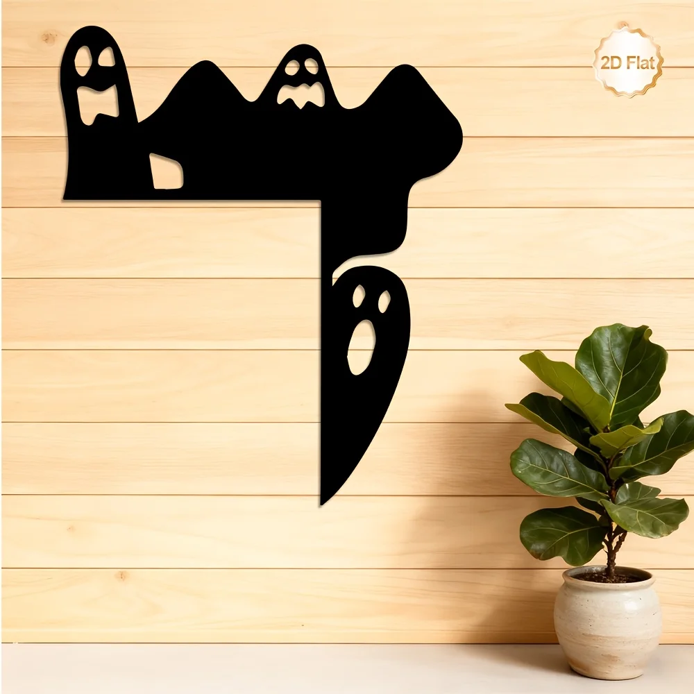 CIFBUY 2D Flat Iron Wall Art Decor Spooky Corner Metal Sculpture for Indoor Outdoor Living Room Bedroom Fireplace Entryway Home