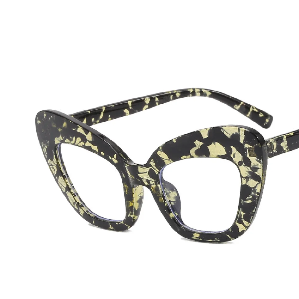 Cat Eye Anti Blue Light Eyewear Frame Women Oversized Vintage Clear Lens Leopard Eyeglasses Frame Computer Prescription Glasses