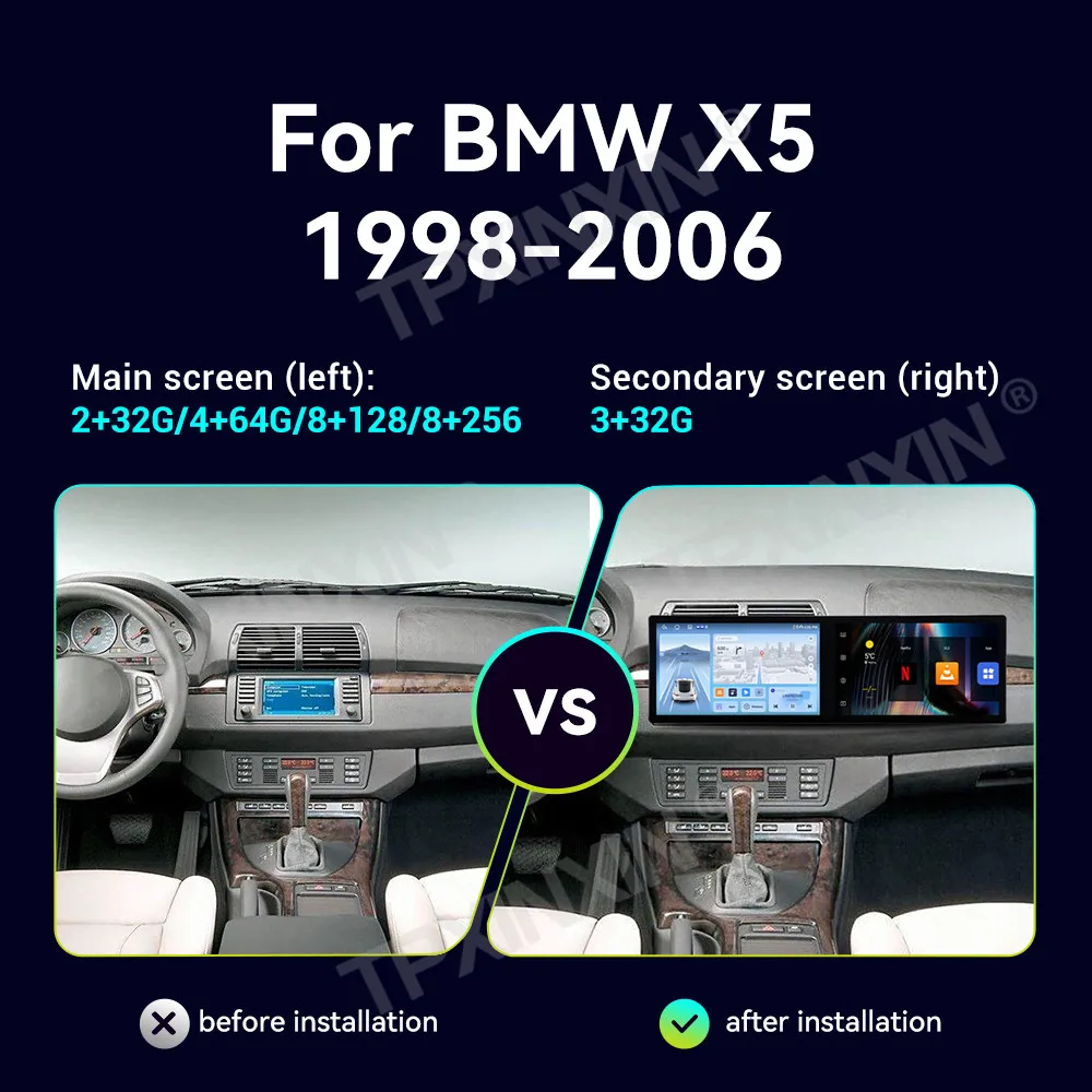 Car Accessories Radio For BMW X5 1998-2006 Android Auto GPS Navigation Multimedia Stereo Receiver Head Unit Offline Maps