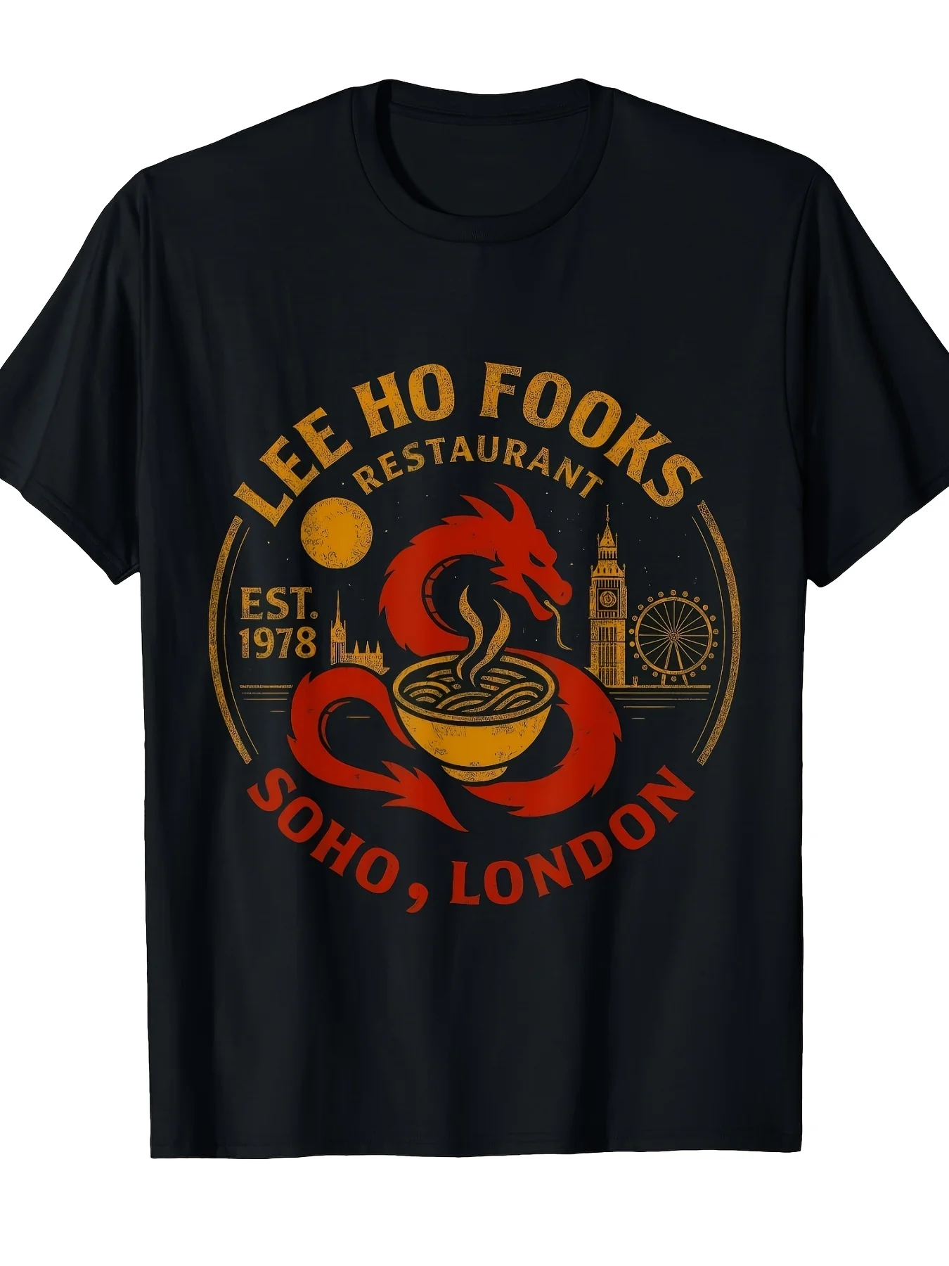 Featured Ad Li Fu Ke Vintage Chinese Restaurant Humorous Adult Crew Neck TShirt Trendy Design Casual Comfortable And Stylish Clothing Perfect for Summer And Spring Men's Casual Novelty Menpure Cotton Breathable Sweat-wicking and Soft Suitable