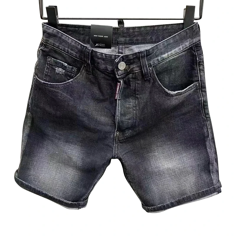 

starbags dsq d252 High Quality Men's short jeans Men's Fashion Quarter Pants Summer trend Black shorts