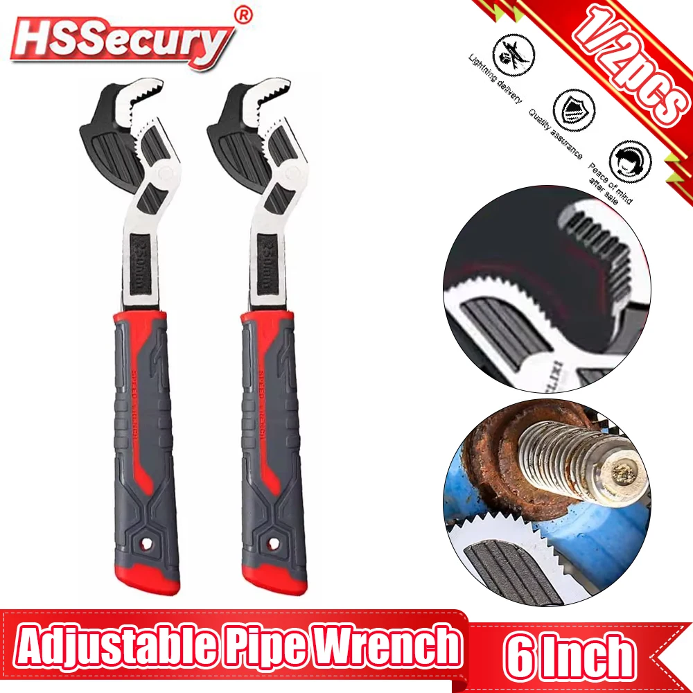 

6 Inch Multi-function Adjustable Pipe Wrench Quick Self-Adjusting Grip Auto Size Rapid Wrench for Car Bicycle,Plumbing Repairs