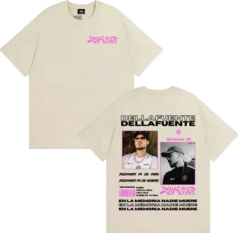 مغني الراب Dellafuente جولة غطاء الجرافيك تي شيرت الرجال النساء خمر موضة الهيب هوب الشارع تي شيرت عادية الراحة المتضخم تي شيرت #1