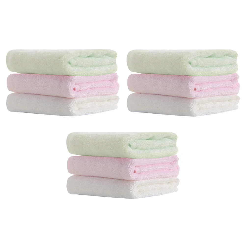 

9Pcs Bamboo Fiber Baby Face Towels Newborn Square Washcloths Durable Absorbent Soft Baby Towels White Green Pink