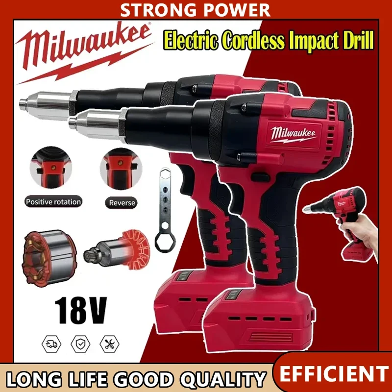 

Milwaukee Electric Riveter Gun 4.8mm Cordless Brushless Rivet Tool with LED Light Compatible with 20V 18V Milwaukee Batteries