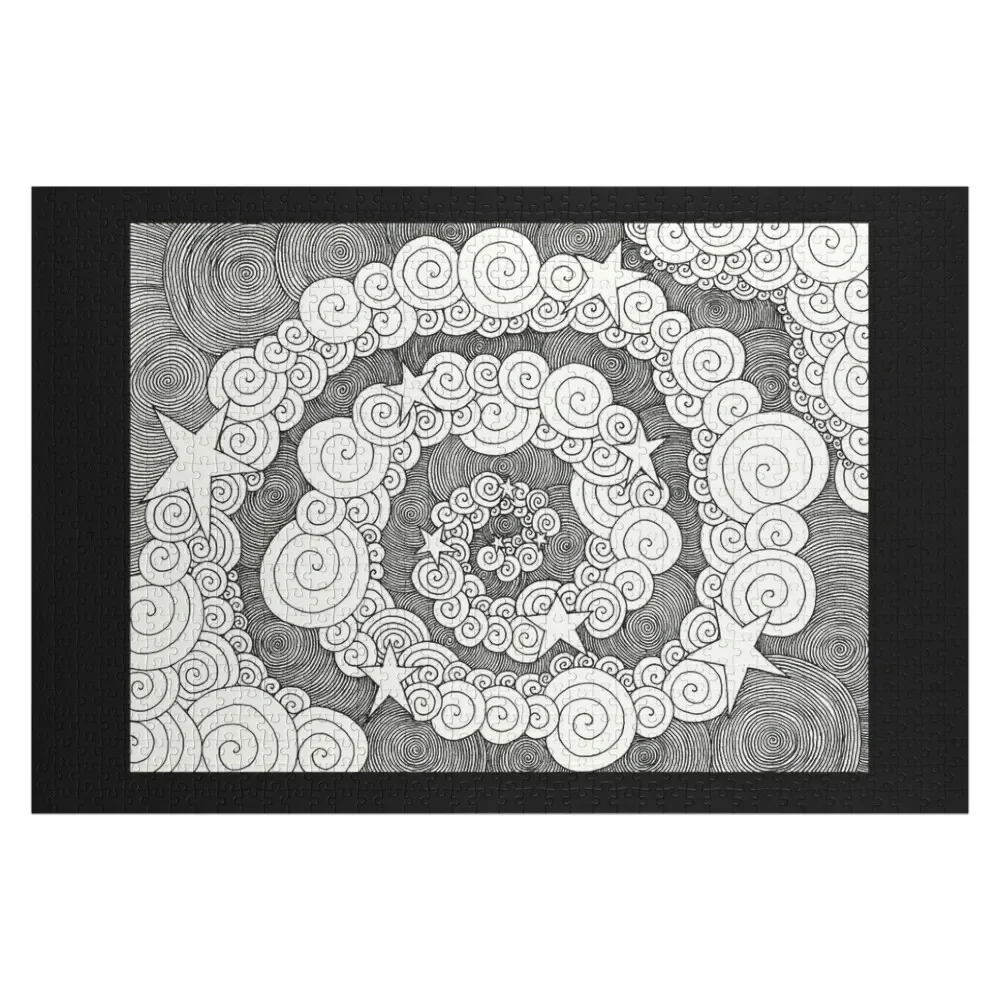 

Stars Down the Spiral Pen and Ink Swirling Art Doodle Art Jigsaw Puzzle Wood Animals Puzzle