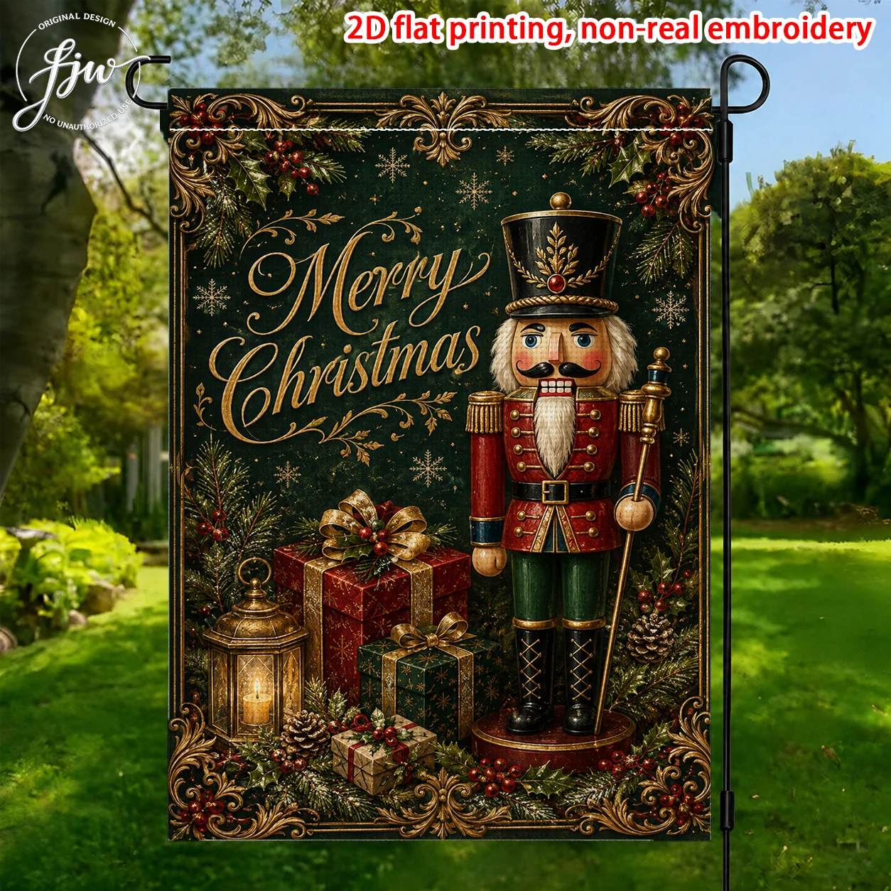 1pc Vintage Christmas Garden Flags  Holiday Seasonal Outdoor Yard Decor for Winter Xmas