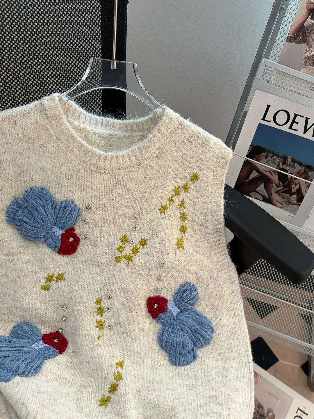 Women's Embroidered Sweater Heavy Industry Goldfish Overhead Winter New Style Ultra Beautiful 3D Hook Flower Layering Vest