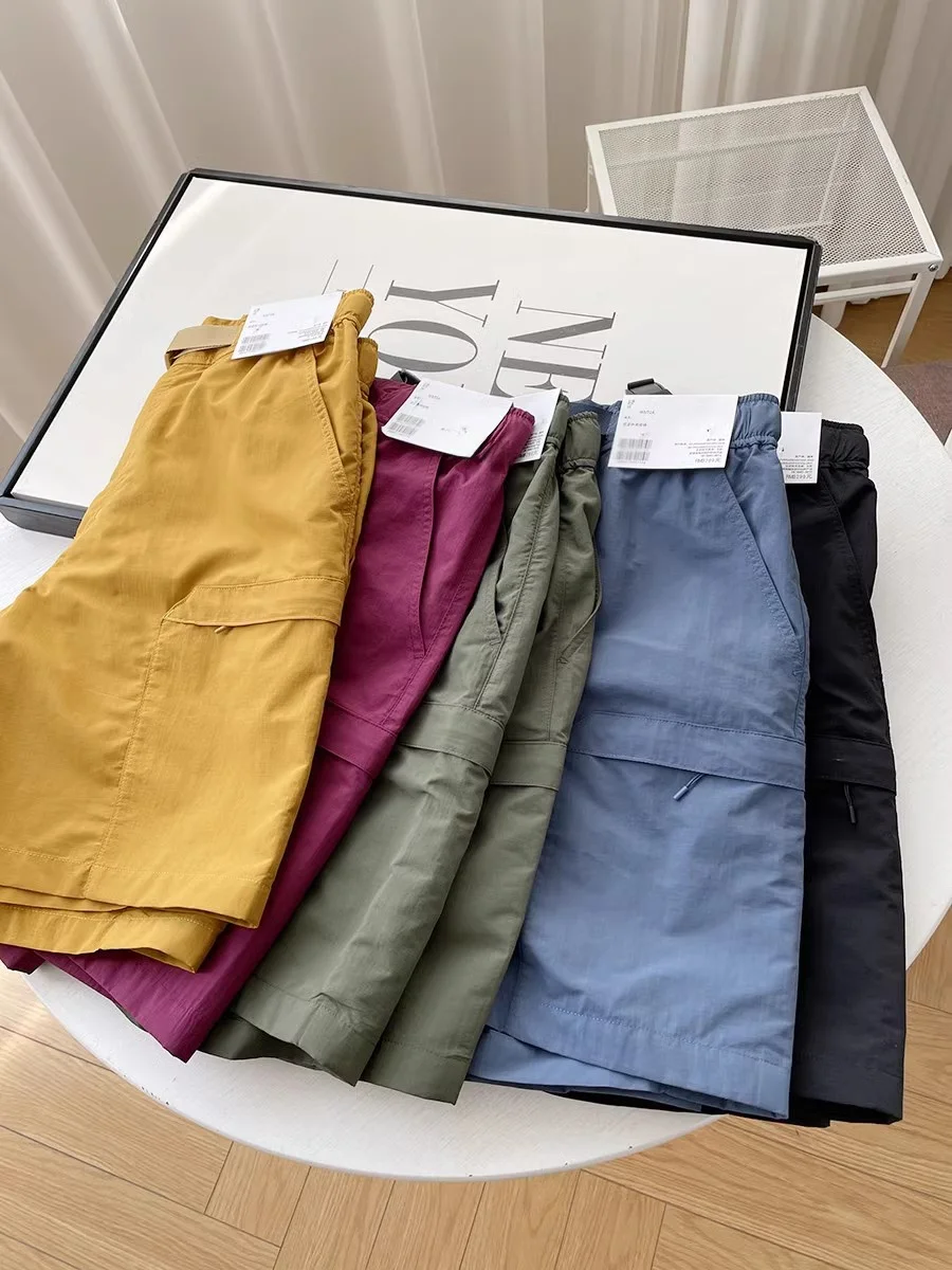 

Повседневная нейлоновая уличная orth, летняя мужская рабочая одежда на молнии, прямые брюки со средней талией, петля для ремня, чистый цвет