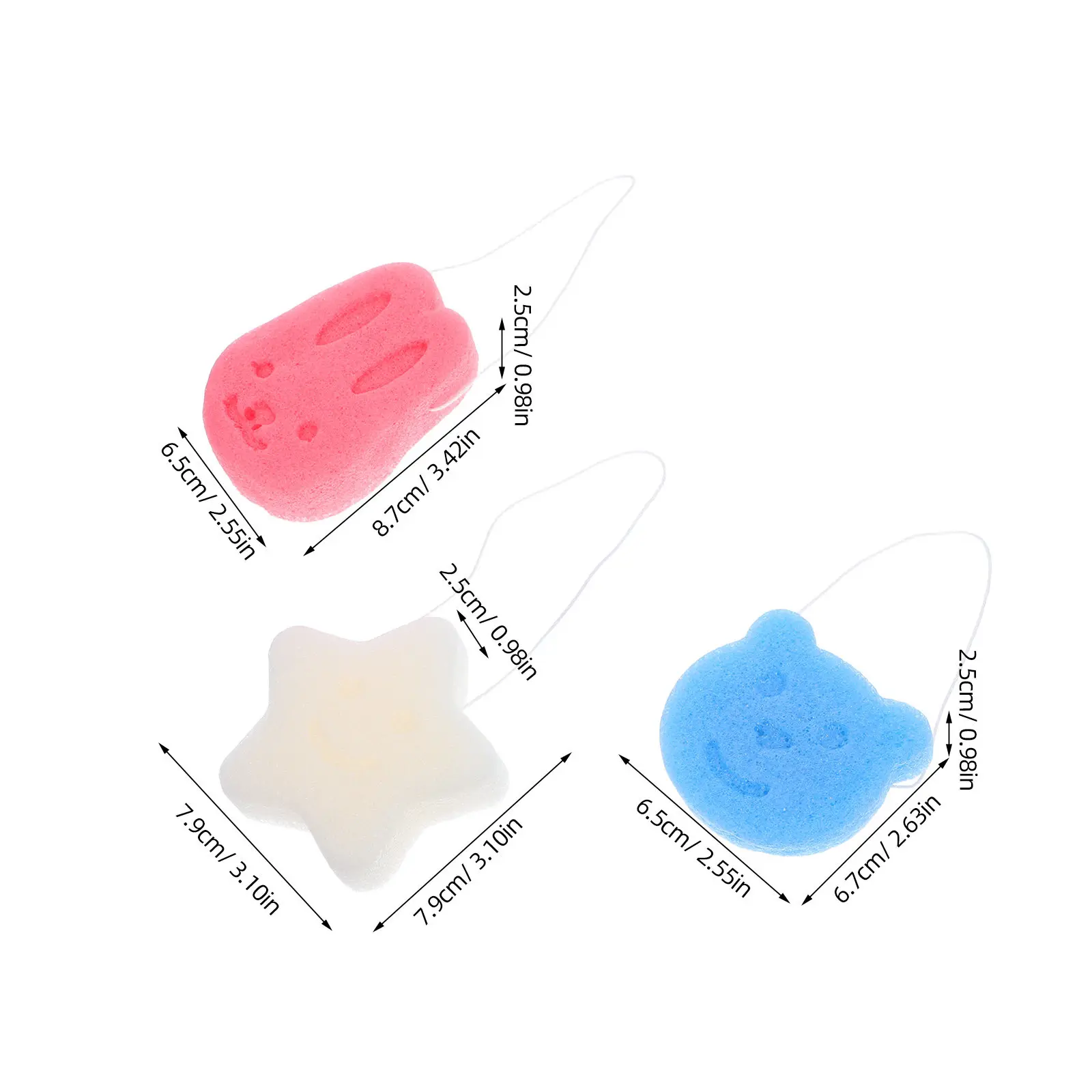 3Pcs Baby Bath Sponge Soft Konjac Cartoon Bear Bunny Star Shapes Toddler Shower Sponge Infant Face Body Cleanser - view 6