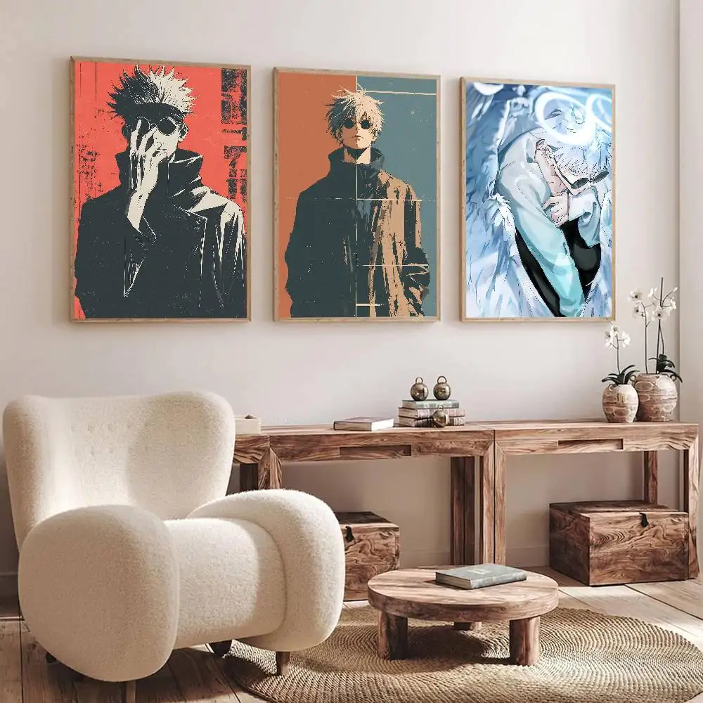 Anime J-Jujutsu Kaisen Cool Gojo Satoru Manga Posters Fancy Wall Sticker for Living Room Bar Decoration Wall Decor
