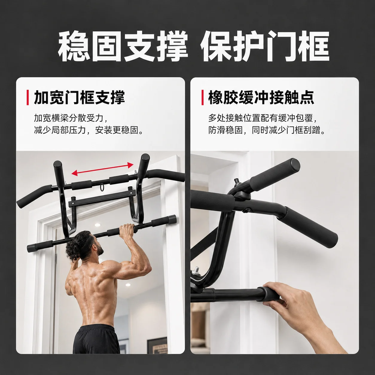 工場直販のプロ仕様ネジと滑り止め付きドアプルアップバー（パッ - Door Pull Up Bar No Screw のレビューと価格