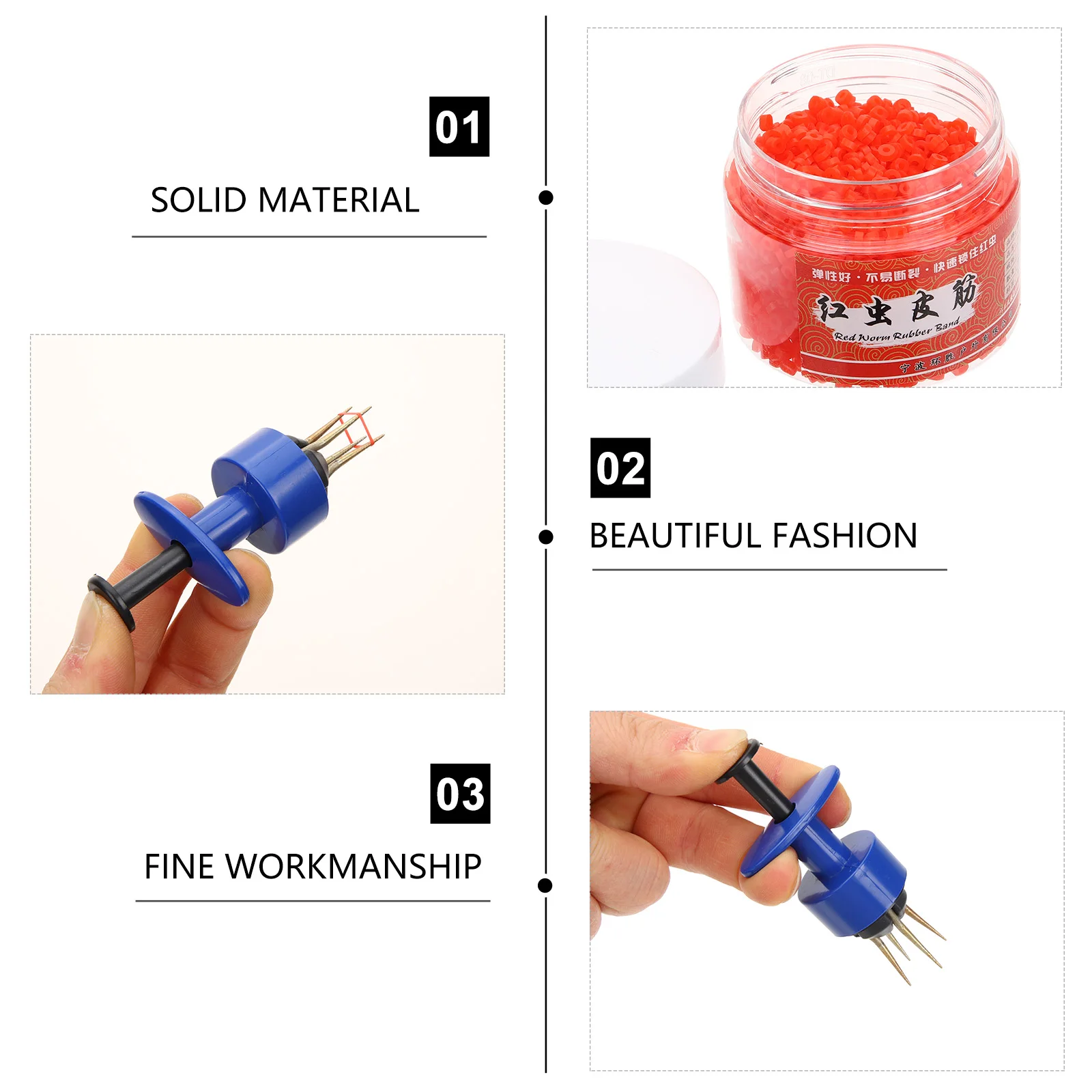 

Fishing Tackle Red Worm Rubber Band Set Bait Accessories Hooks Crank Blue Baits Catcher