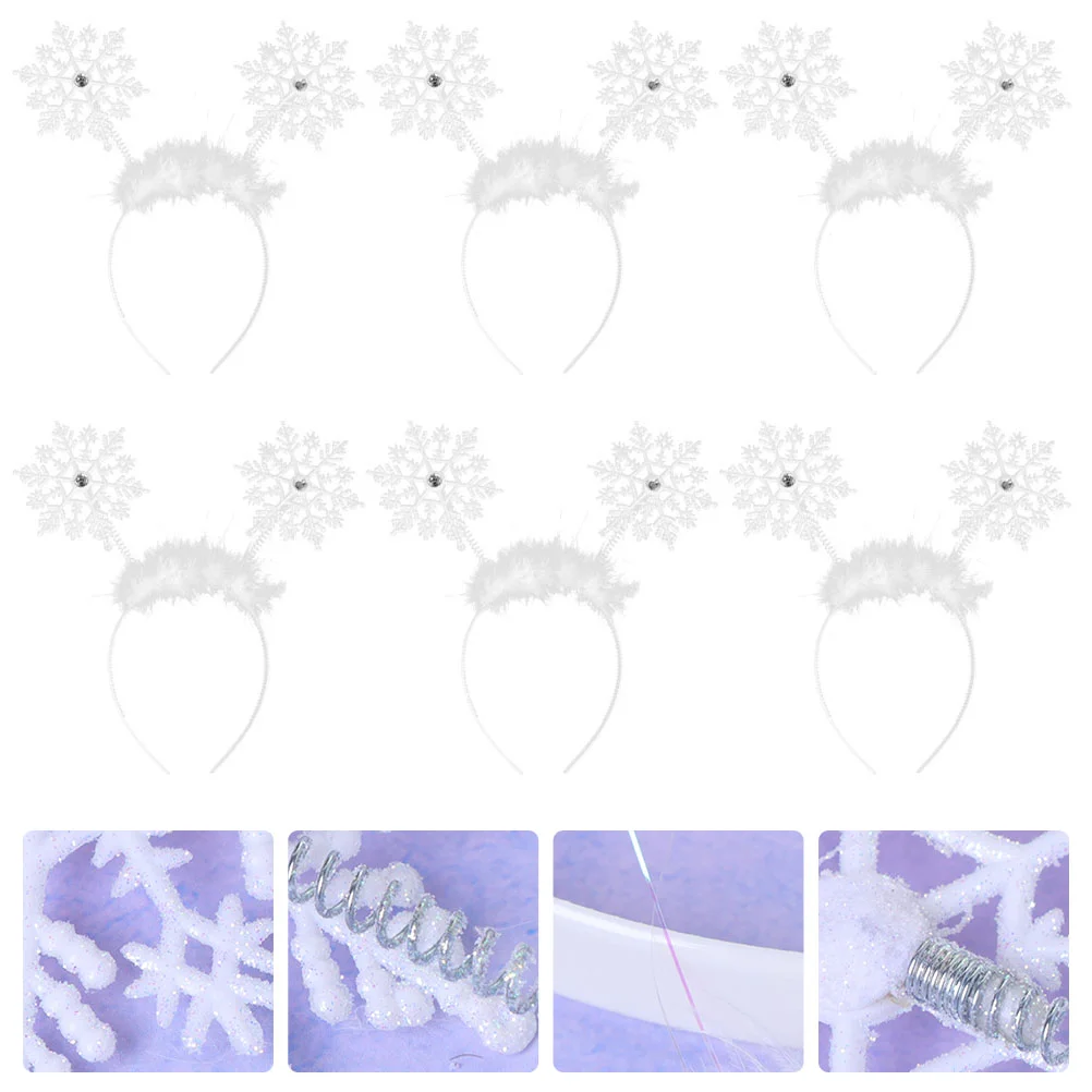 6 Pcs Vchristmas Bauble Headband Snowflake Hair Girls Headdress Clothing White Child