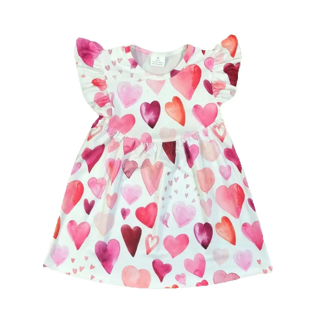 Pink heart Valentine's day Girls baby dress love pattern romantic 0-16 years old children couple girl clothes