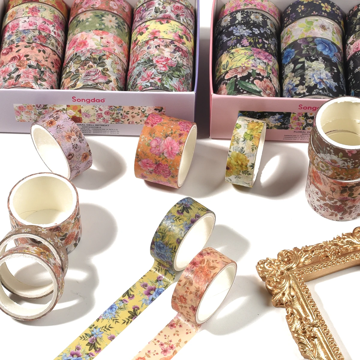 15 Rolls Vintage Floral Washi Tape Set DIY Decorative Flowers Masking Tape Notebook Diary Bullet Journaling Wrapping Supplies
