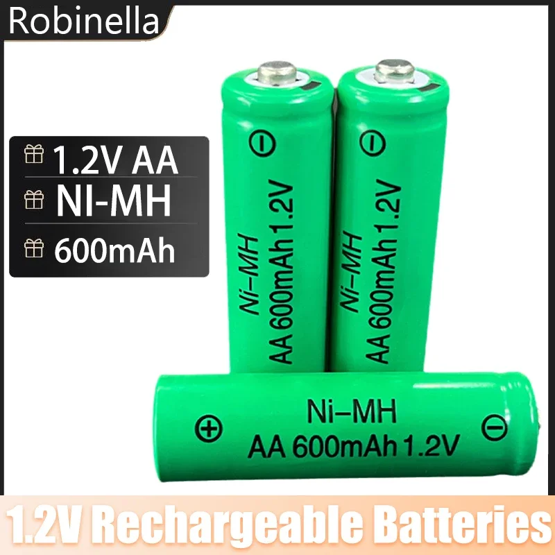 Rechargeable AA NiMH Battery 1.2V 600mAh Reliable Power Cell for Solar Garden Lights LED Torch Shaver Wireless Mouse Microphone