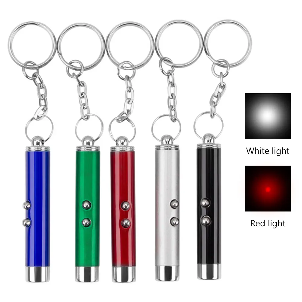 Red Light LED Pet Cat Chase Training Sight Pointer Mini Keychain Pointer Keychain Interactive Training Pen Torchrack Fun Toy