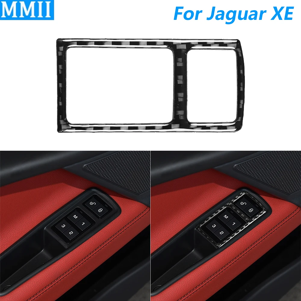 For Jaguar XE 2016-2019 Carbon Fiber Seat Memory Door Lock Switch Frame Panel Cover Decorative Car Accessories Interior Sticker