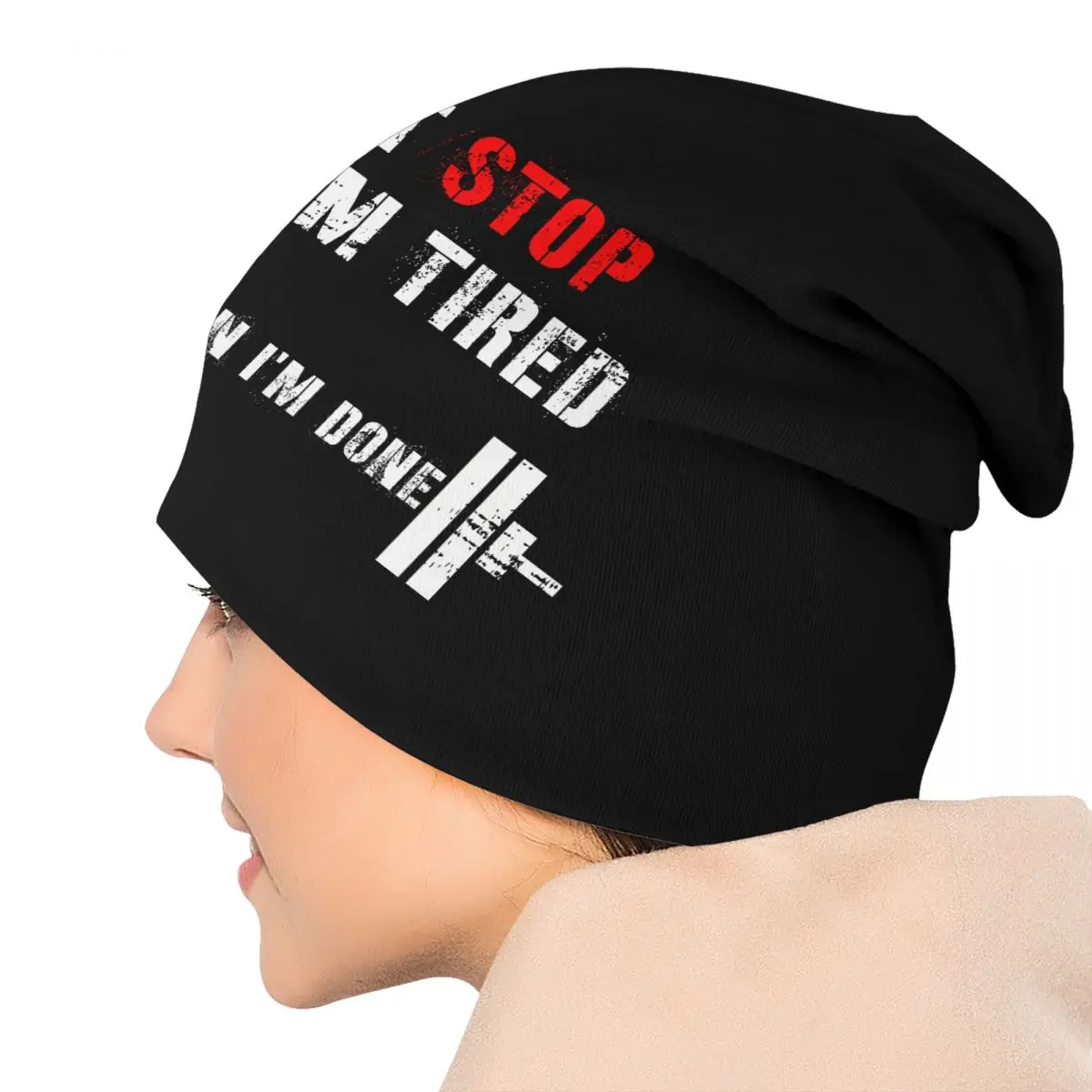 Gym Sport Skullies Beanies Caps Unisex Streetwear Winter Warm Knit Hat Bodybuilding Workout Motivational Quote Bonnet Hats